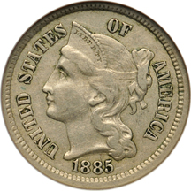 1885 (B05) ANACS XF-45.