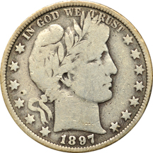 Complete set of Barber half-dollars in Library of Coins Vol. 17 & 18 albums.