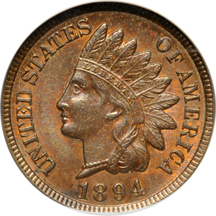 Four ANACS certified Indian-head cents.