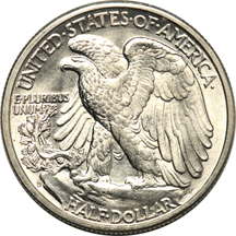 Twenty uncirculated 1941-D Walking Liberty half dollars.