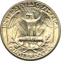 Forty uncirculated 1948-D Washington quarters.