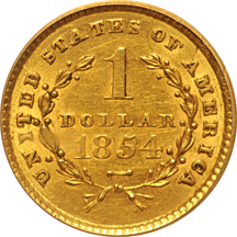 1854 Type 1. PCGS AU-58.