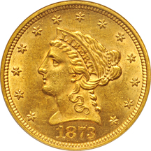 1873 Open 3. PCGS MS-61.