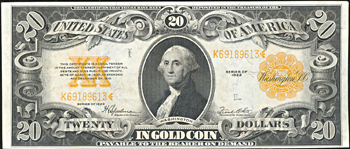 1922 $20.00.  XF.