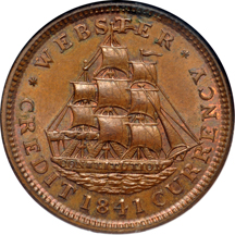 1841 (HT-22, Low-64, R.1) Daniel Webster NGC MS-64 BN.