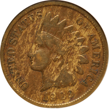 1877 ANACS VG details/scratched obverse/net G-4, and a 1909-S Indian cent VG details/scratched obverse/net G-4.