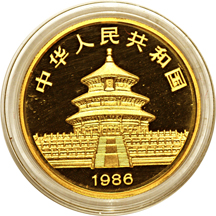 China - 1986 five-coin gold proof set.