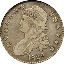 Ten 19th century type coins, certified.