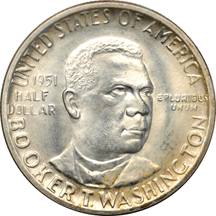 Eighteen-piece Booker T. Washington half-dollar set in a National Coin Album.