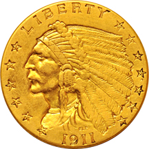 Four Indian quarter-eagles.