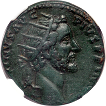 Roman Empire - Antoninus Pius AE Dupondius (AD 138 - 161). NGC XF.