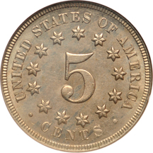 1867 No Rays. NGC MS-64.