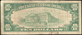 1929 $10.00. Odessa, TX Charter 8169 Ty. 1. VG, plus two additional small size Nationals.