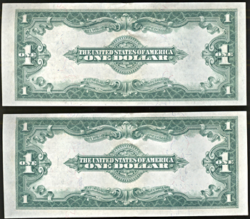 Sequential pair of 1923 $1.00.  AU.