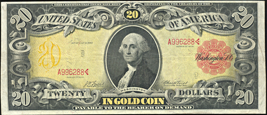 1905 $20.00 technicolor.  VF.