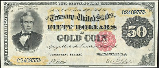 1882 $50.00.  VF.