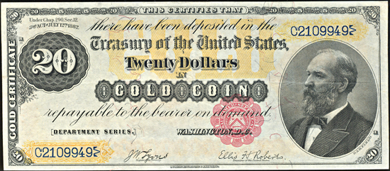 1882 $20.00.  XF.