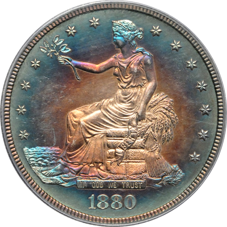 1880 PCGS Genuine (code 91/PF-63 details/questionable color).