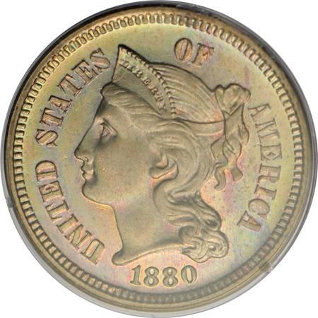 1880 (P02, plate coin) PCGS PF-65 (rattler).