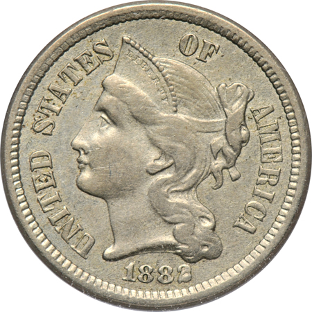 Eleven three-cent nickels.