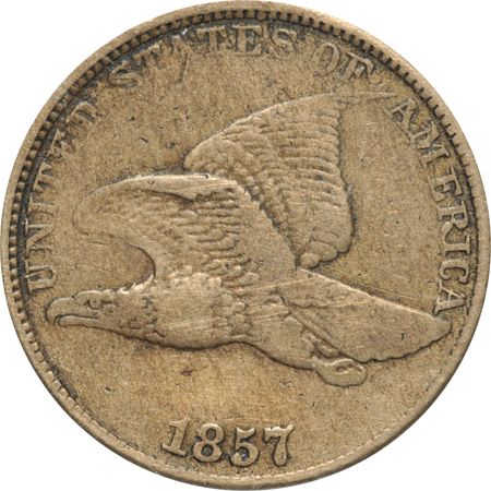 Nine Flying Eagle cent varieties.