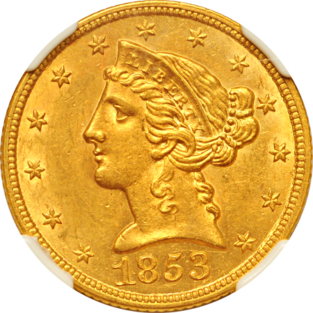 1853 NGC MS-60.