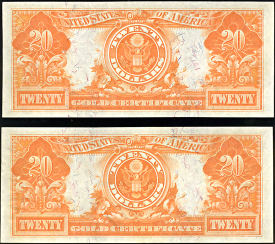 Sequential pair of 1906 $20.00.  CHCU.