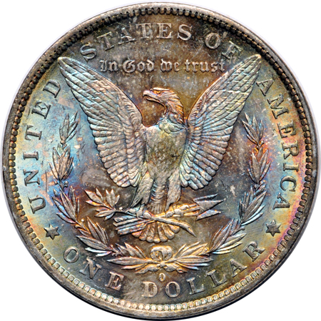 Twenty uncirculated 1883-O Morgan dollars.