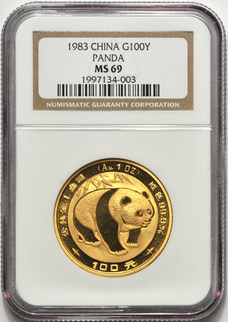 China - 1983 1oz gold panda, NGC MS-69.