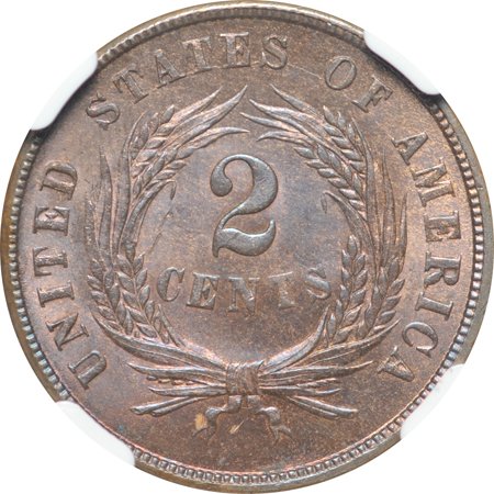 1864 Small Motto. NGC MS-65 BN.