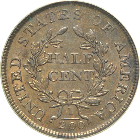 1805 (C-4) Large Italic 5, Stems. PCGS AU-55 (green label).