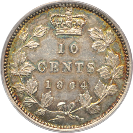 Canada - 1864 ten-cent New Brunswick PCGS AU-55.