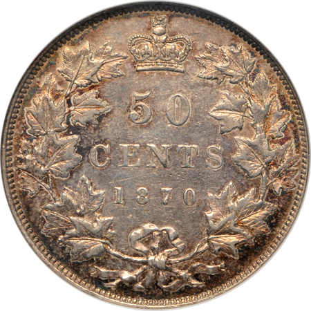 Canada - 1870 half-dollar, L.C.W. NGC AU-55.