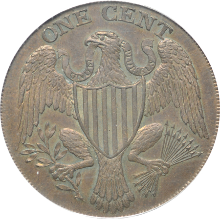 1791 Washington Large Eagle, date on obverse, PCGS MS-63BN (green label).