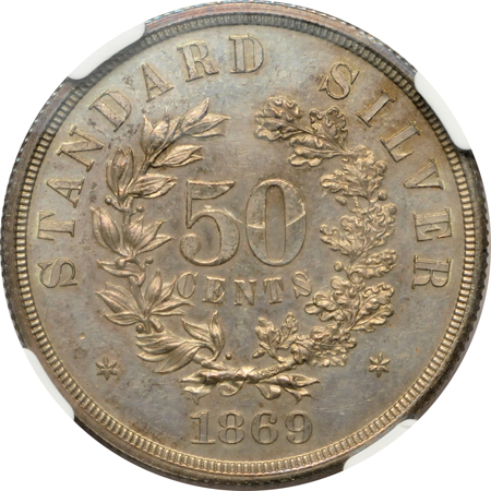 1869 half-dollar pattern (J-754) NGC PF-60.