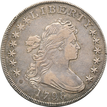 1798 Pointed 9, 4 Lines, Wide Date (B-22, BB-104, R.4) XF.