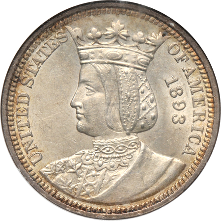 1893 Isabella Quarter. NGC MS-61.