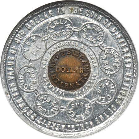 (1897) Bickford so-called dollar (HK-834) NGC MS-64.