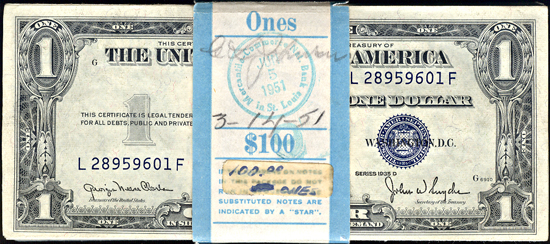 Pack of 100 1935-D $1.00  Narrow Reverse. CU.