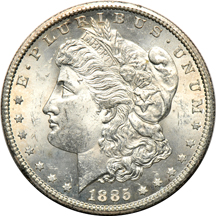 Set of Morgan dollars, 1878 through 1890-S, in an Intercept Shield album.