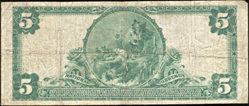 1902 $5.00. Wood River, IL Charter# 11876 Blue Seal. F.