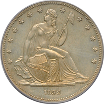 1839 Gobrecht dollar (J-104 Restrike). PCGS PF-62.