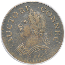 1787 Connecticut, Mailed Bust Left, Laughing Head (M. 6.1-M). PCGS XF-40.