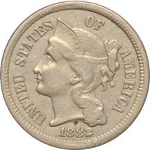 Six three-cent nickels.