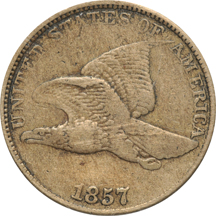 Nine Flying Eagle cent varieties.