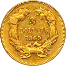 1869 PCGS AU-50.