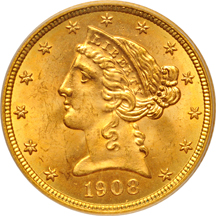 1908 Liberty. PCGS MS-64+.