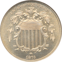 1873 CLOSED 3. NGC PF-65 CAC.