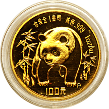China - 1986 proof gold Panda set.