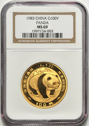 China - 1983 1oz gold panda, NGC MS-69.